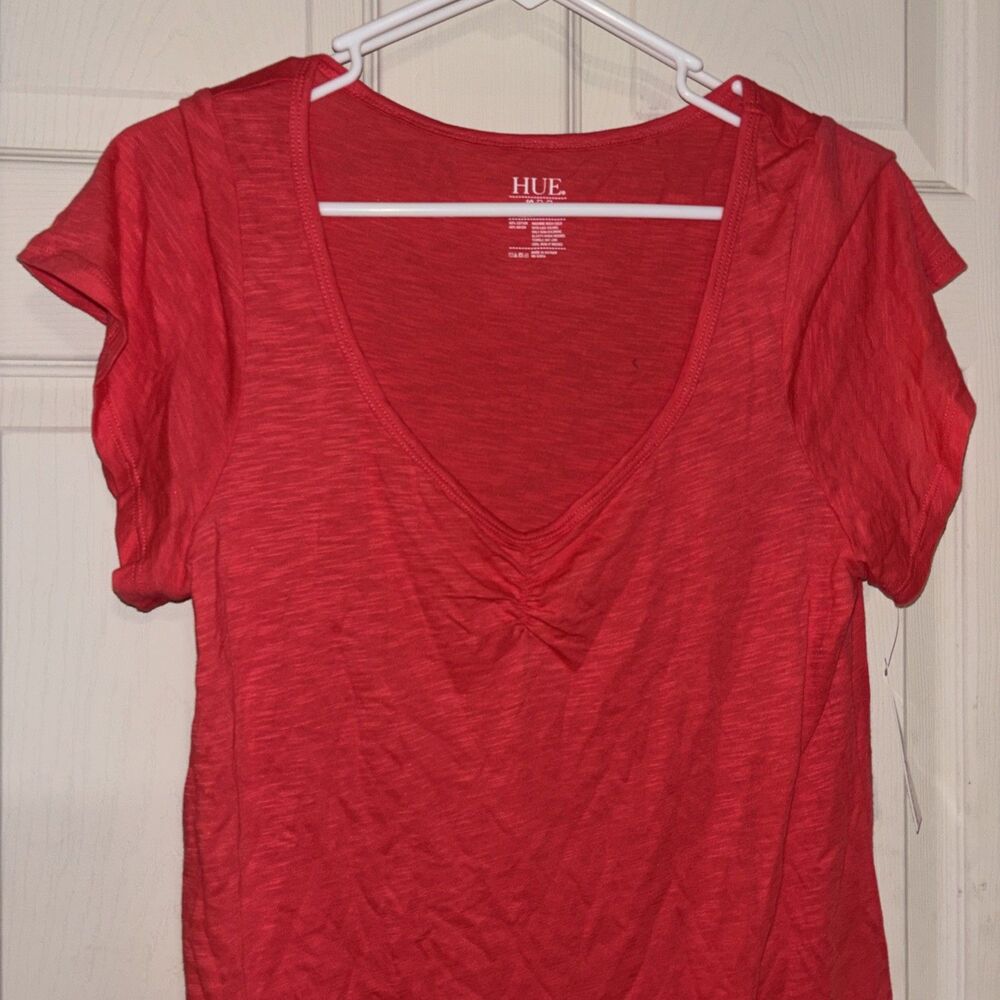 HUE Pajamas, Cute Pj Separates, Teaberry-Short Sleeve Tee Size Medium - Picture 6 of 9